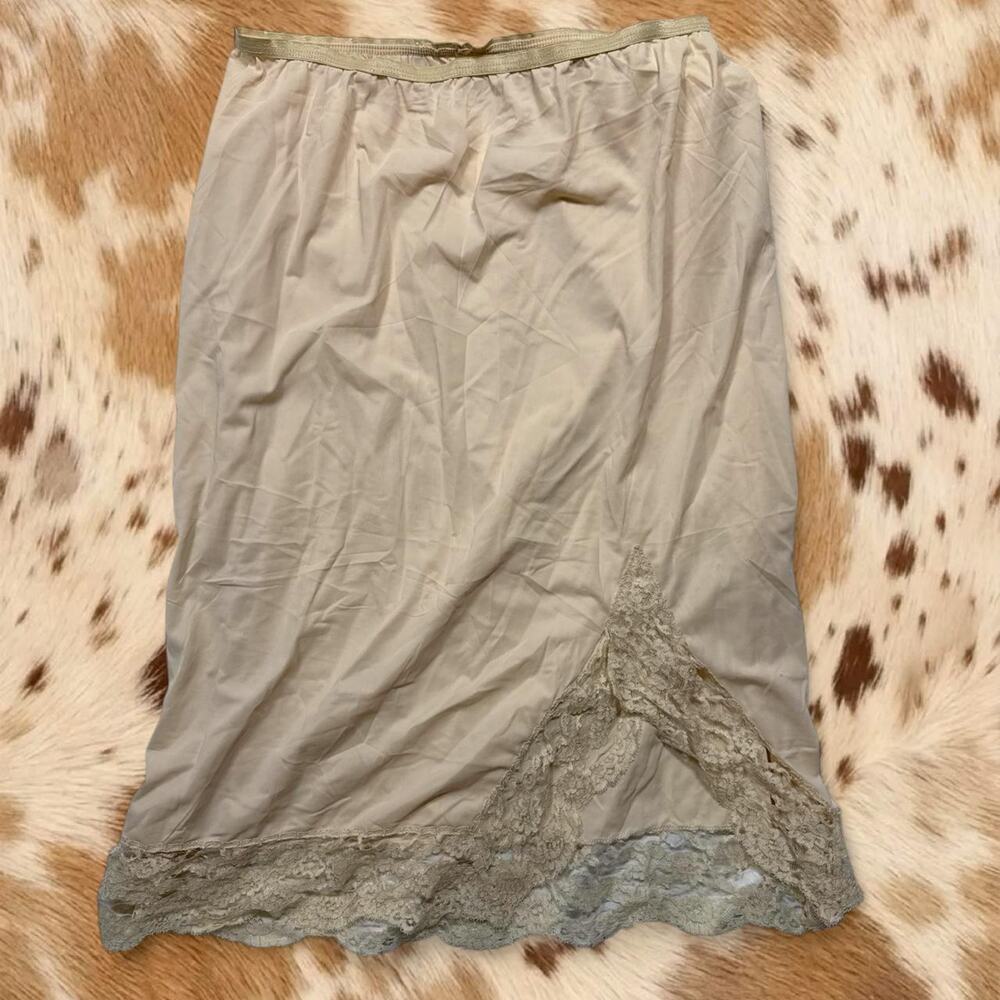 Cream lace slip skirt with